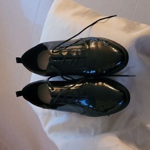 Black patent leather loafers